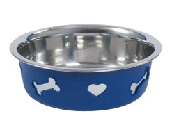 Non-Slip Stainless Steel Silicone Bone Dog Bowl